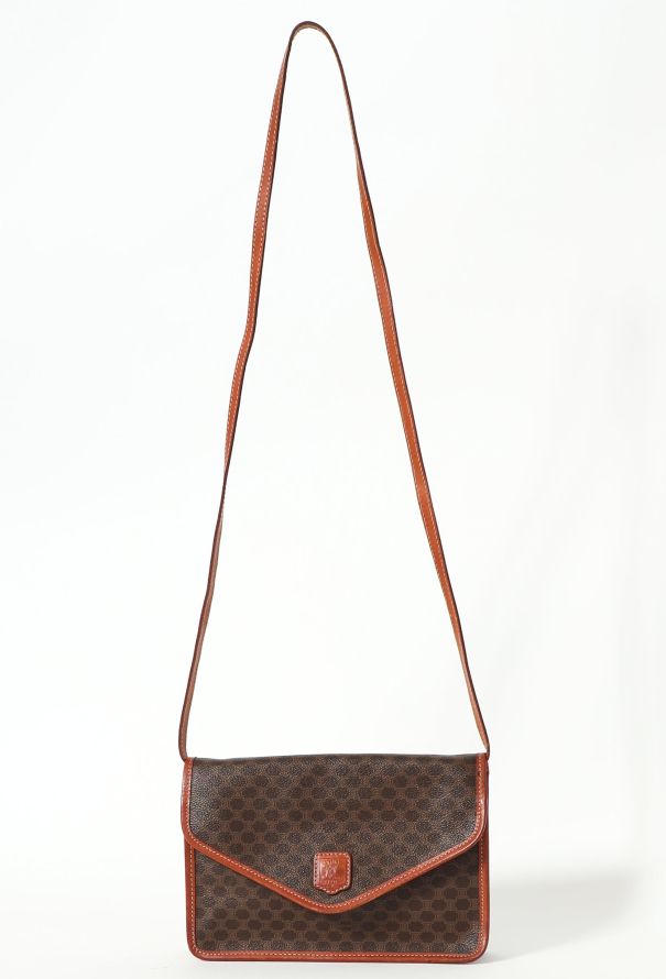 CELINE Macadam Pattern Shoulder Bag Pochette Brown From Japan