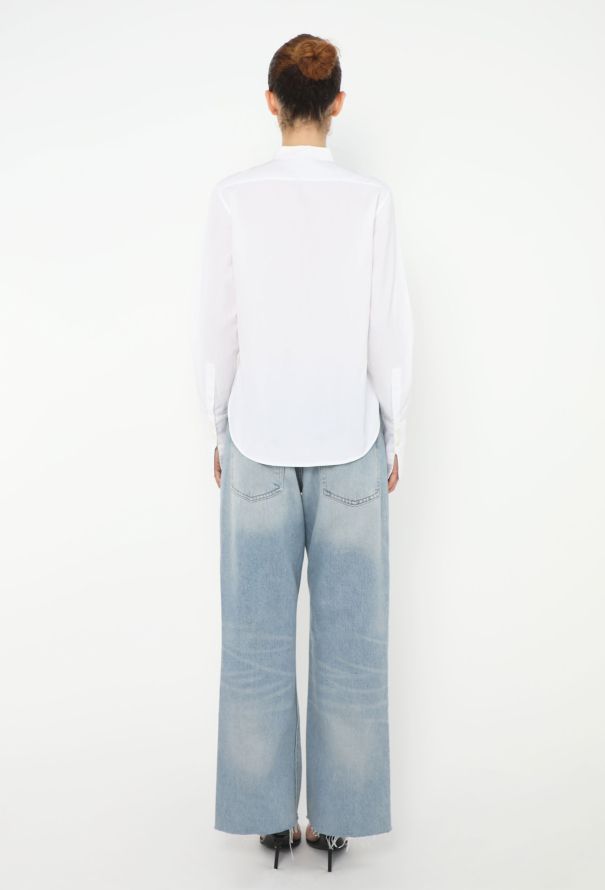 Saint Laurent 2014 Ruffled Poplin Bib Shirt - 4