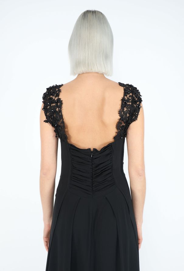 Nina Ricci Lace Trim Open-Back Gown - 1
