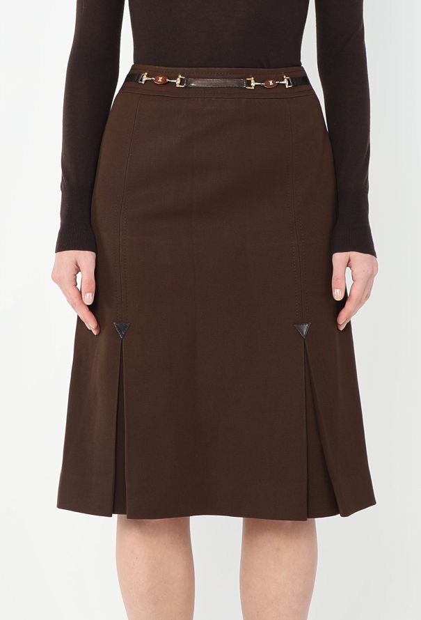 Céline '70s Pleated Horsebit Skirt - 2