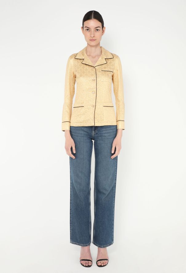 Prada S/S 2002 Piped Brocade Top - 3