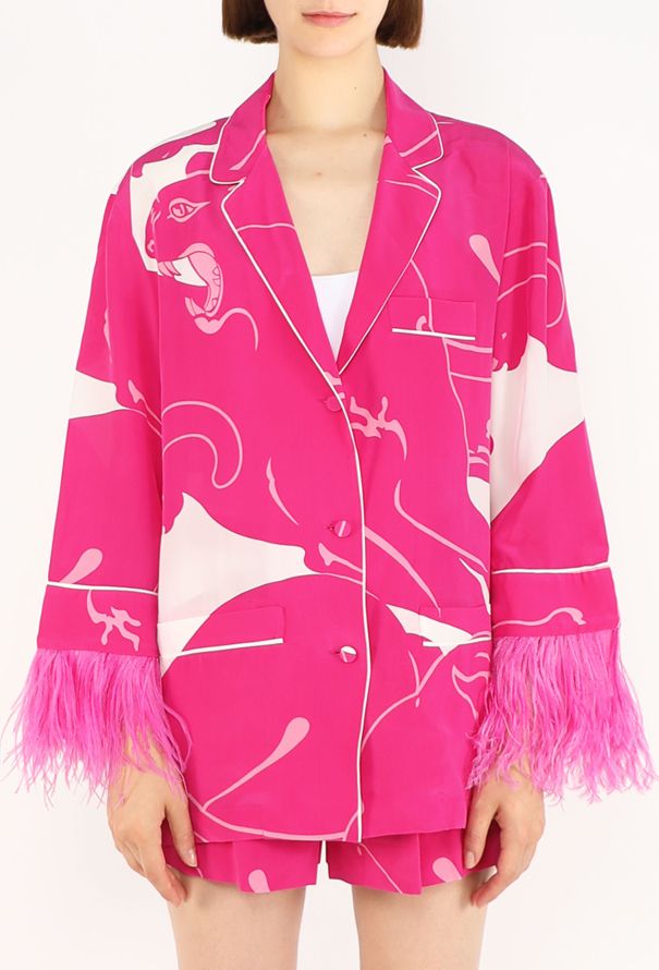 Valentino Ostrich Trim Silk Ensemble, Pre-Fall 2023 - 5