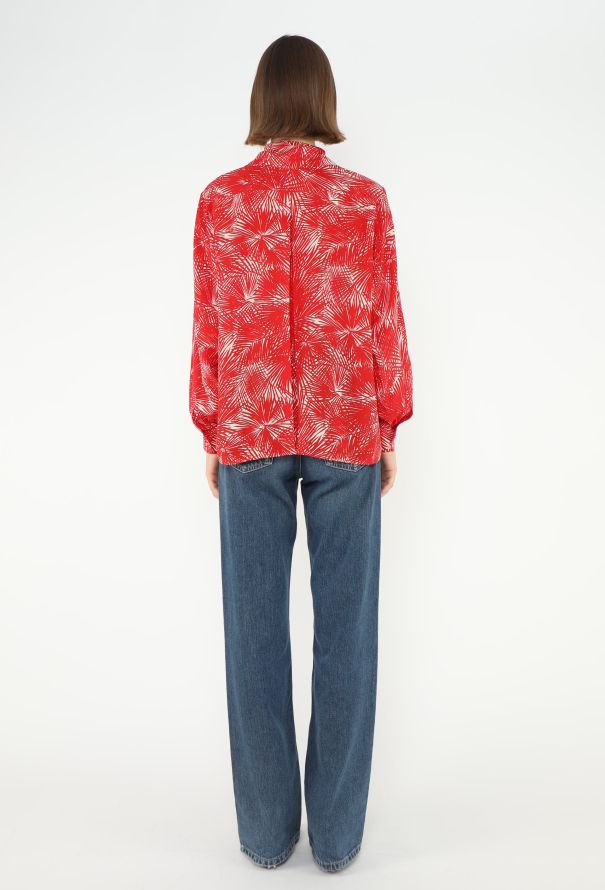 Saint Laurent S/S 1985 Palm Lavallière Blouse - 5