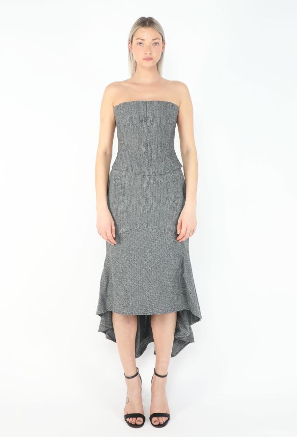 Chloé F/W 1999 Herringbone Corset Ensemble - 3