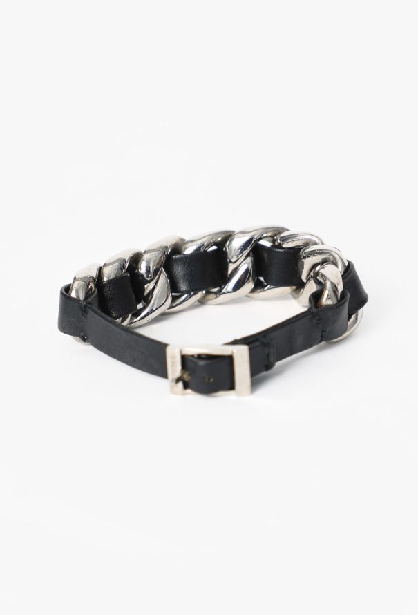 Chanel '90s Interwoven Chainlink & Leather Bracelet - 3