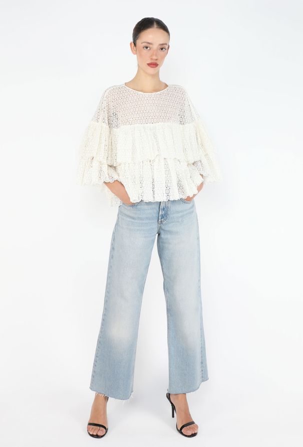 Chloé Lace Ruffled Cotton Top - 2