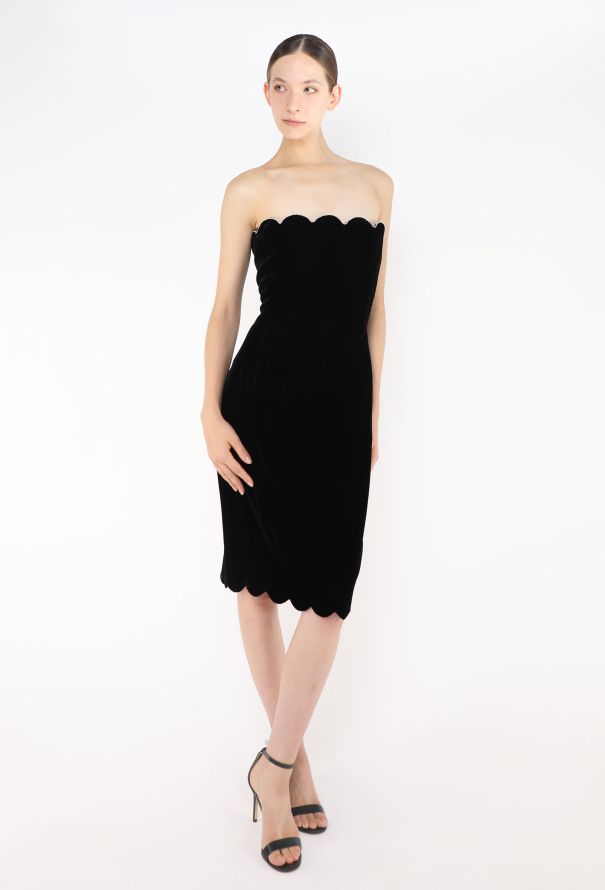 Saint Laurent 2022 Velvet Strass Trim Dress - 4