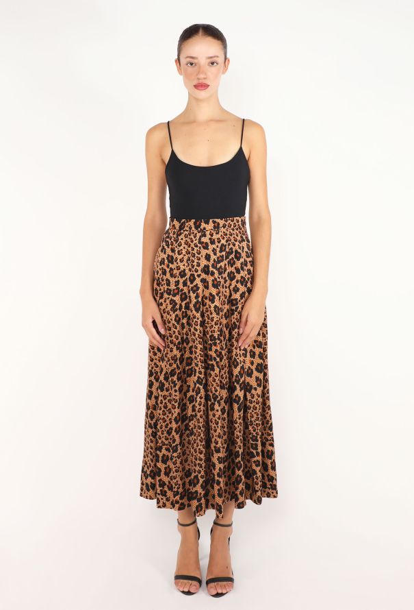 Saint Laurent Leopard Pleated Skirt, F/W 1992 - 1