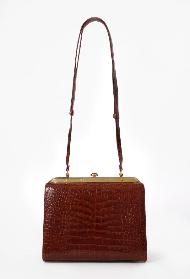 Judith Leiber Vintage Cognac Alligator Doctor Bag - 4