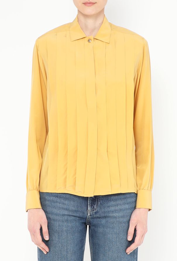 Chanel Vintage Pleated Crêpe 'CC' Blouse - 1