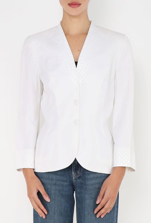 Thierry Mugler '90s Embossed Trim Cinched Blazer - 1