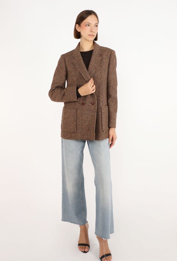 Burberry Harris Tweed Houndstooth Blazer, 1980s - 4