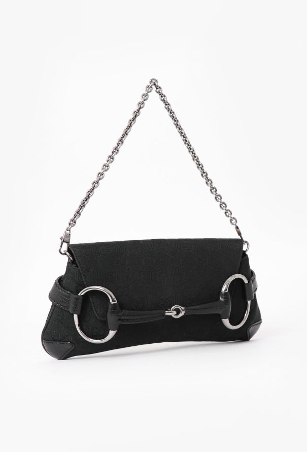 Gucci Black Horsebit Monogram Bag - 2
