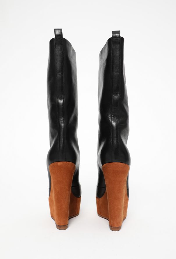 Céline Suede Wedge Leather Boots - 5 Céline Suede Wedge Leather Boots - 5