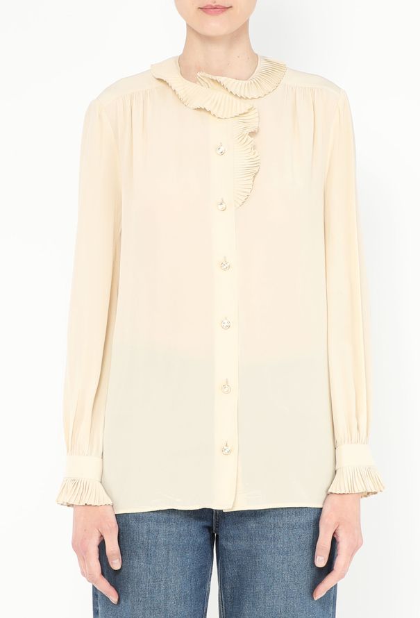 Gucci Asymmetrical Ruffled Silk Blouse - 2