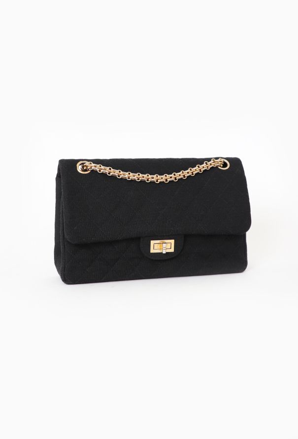Chanel Black Jersey 2.55 Medium Flap Bag - 3