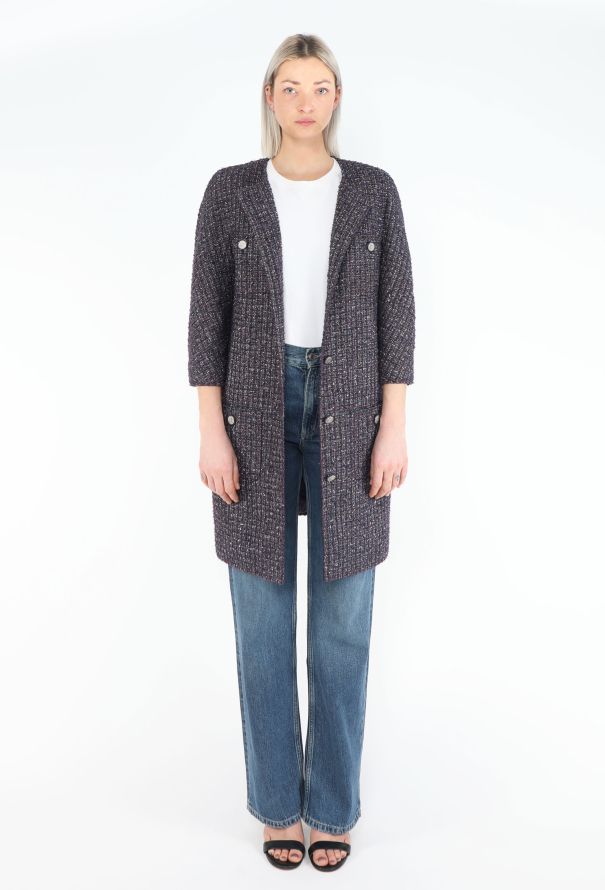 Chanel Fall 2014 'CC' Collarless Tweed Coat - 2