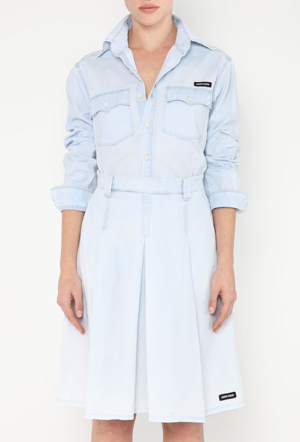 Miu Miu Pleated Wool Miniskirt | Blue | FARFETCH