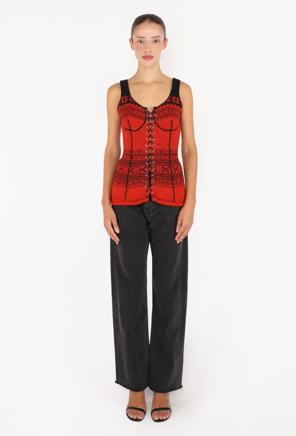 Jean Paul Gaultier Intarsia Knit Lace-Up Top, F/W 1992 - 4