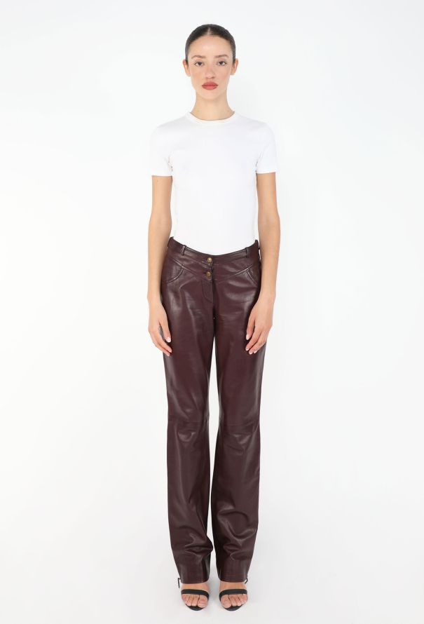 Dior 2004 Burgundy Lambskin Trousers - 4