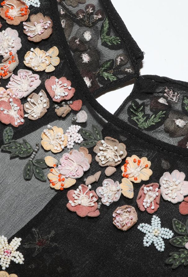 Valentino Floral Beaded A-Line Dress - 6 Valentino Floral Beaded A-Line Dress - 6