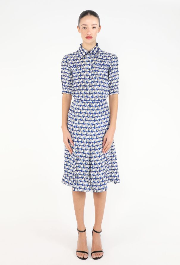 Saint Laurent 1974 Rooster Print Pleated Dress - 1