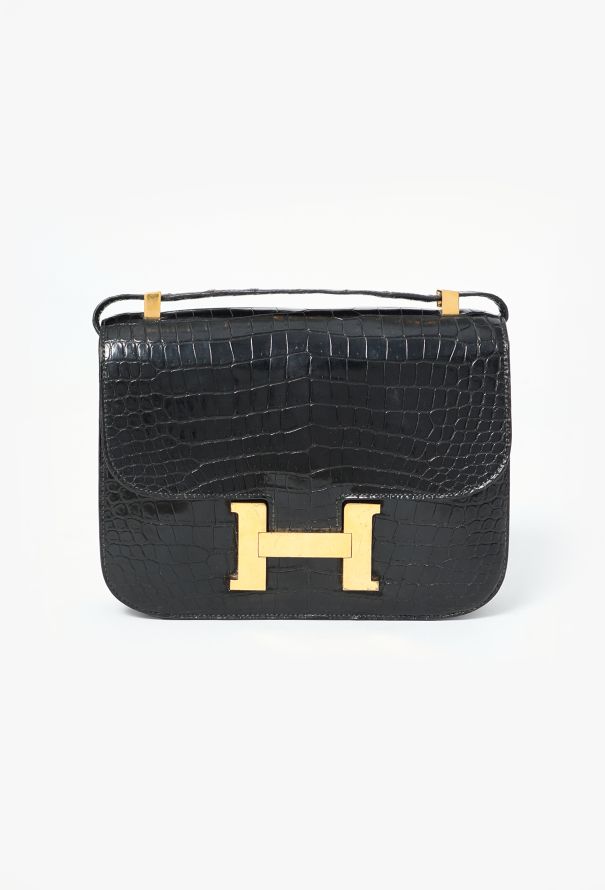 Hermès '80s Black Porosus Constance 22 - 1