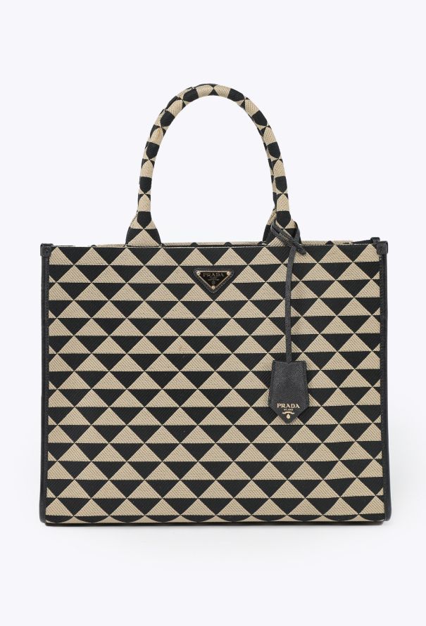 Prada 2022 Symbole Embroidered Jacquard Tote - 1