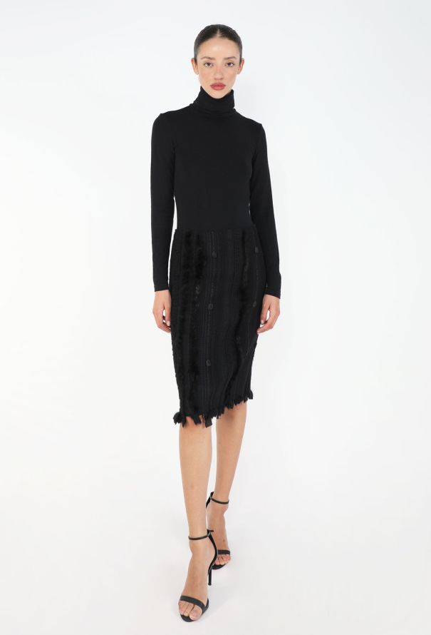 Gucci F/W 2002 Textured Fringed Skirt - 1