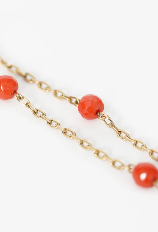 Vintage Fine Jewelry Vintage 18K Yellow Gold Mediterranean Coral Necklace - 3