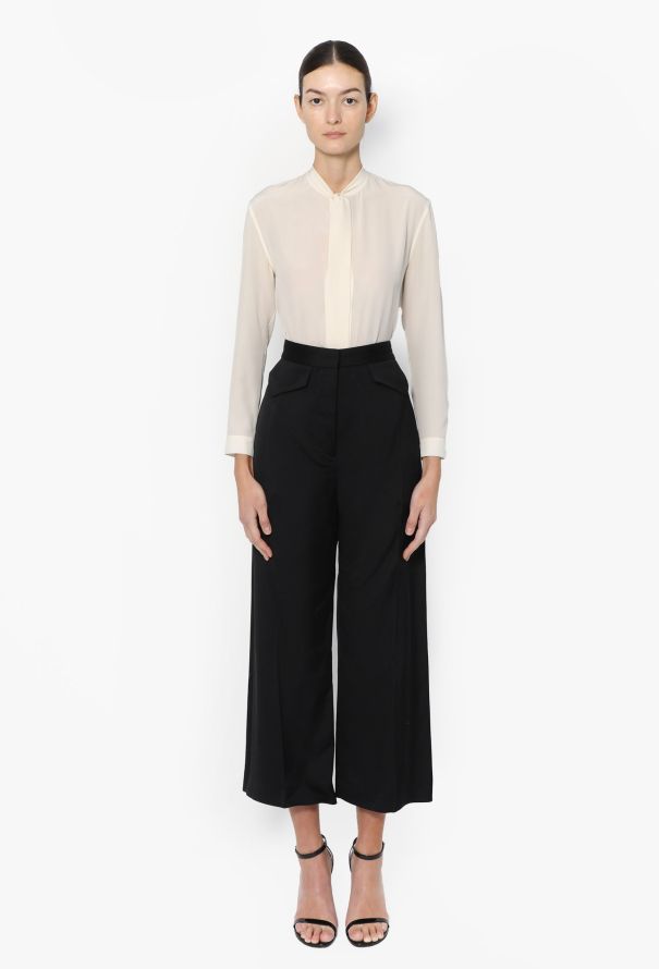 Céline High-Waisted Silk Culotte Pants - 1