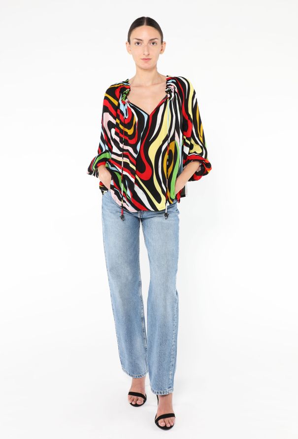 Emilio Pucci Abstract Marmo Silk Blouse - 5