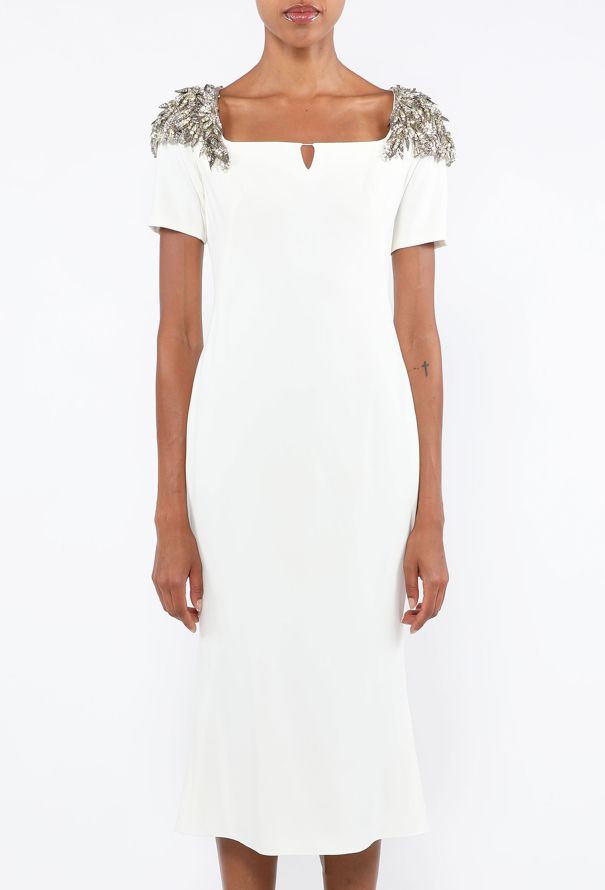 Alexander McQueen Crêpe Beaded Sheath Dress - 3