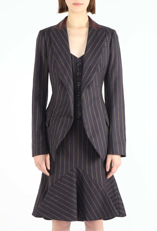 John Galliano 2006 Trompe l’Œil Pinstripe Ensemble - 4