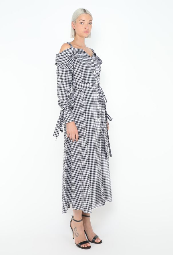 Prada 2018 Off-Shoulder Gingham Dress - 3
