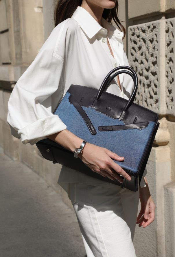 Hermès Limited Edition Navy Evercalf Birkin Shadow 35 - 2