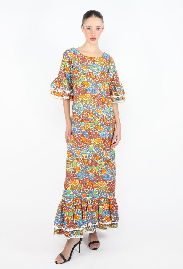 Saint Laurent ULTRA RARE Early '70s Millefleurs Peasant Dress - 1