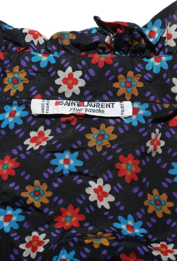 Saint Laurent 1976 Ruffled Floral Lavallière Blouse - 6