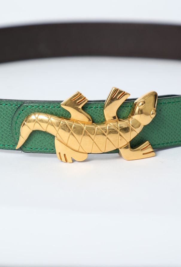 Hermès 1993 Vert Bengale Courchevel Belt - 4