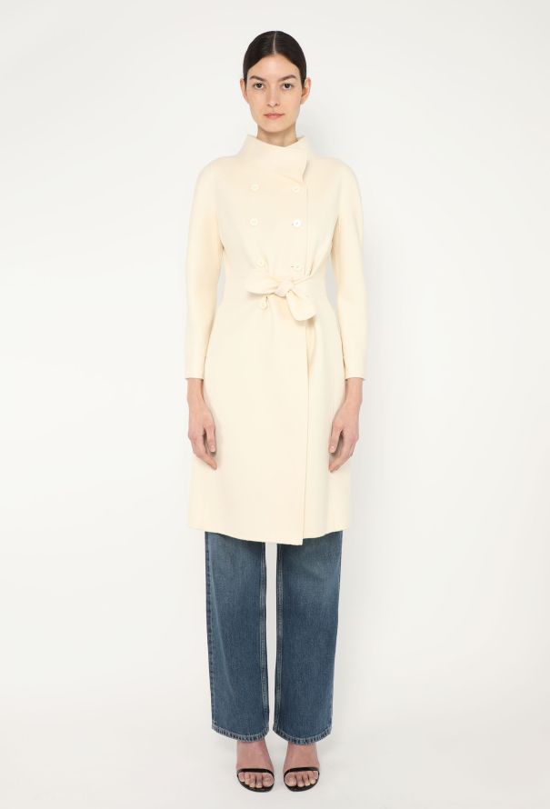 Valentino Vintage Felted Bow Belt Coat - 1