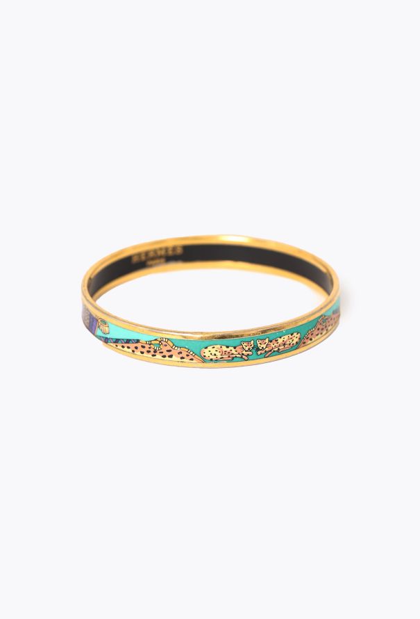 Hermès '90s 'Les Léopards' Enamel Bracelet - 3