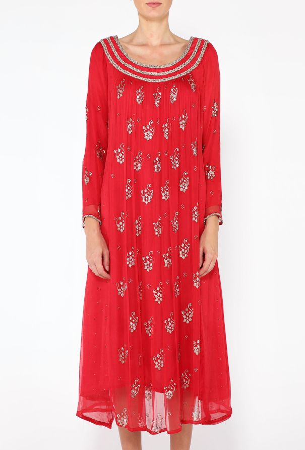 Chiffon Embroidered Lamé Kaftan - 2