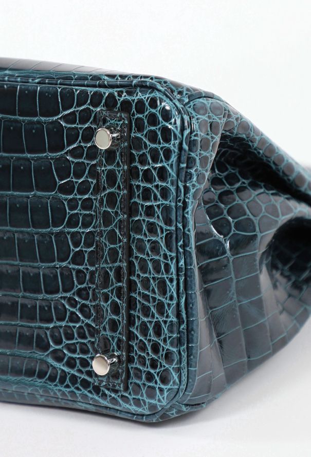 Hermès Exceptional  Vert Rousseau Porosus Birkin 30 - 8