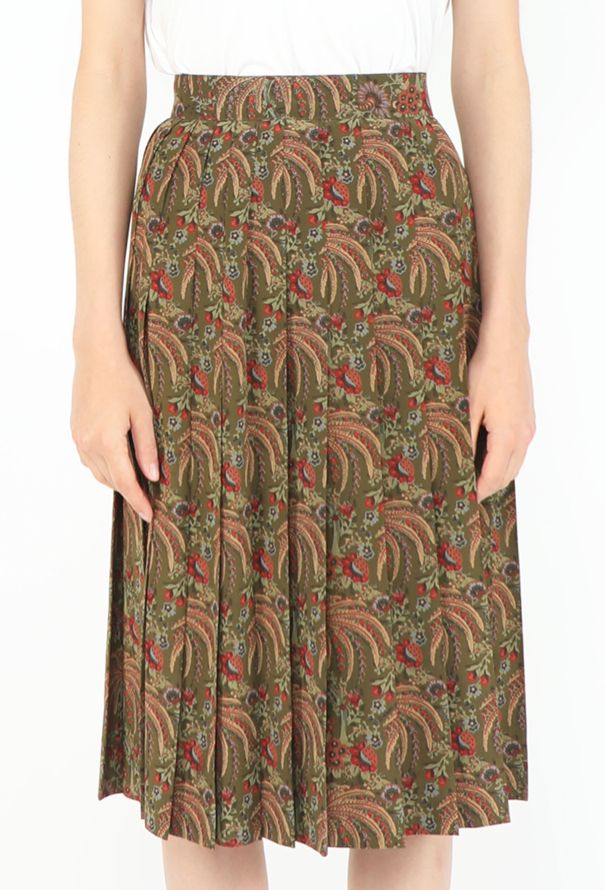 Hermès Floral Pleated Silk Skirt, 1970s - 2