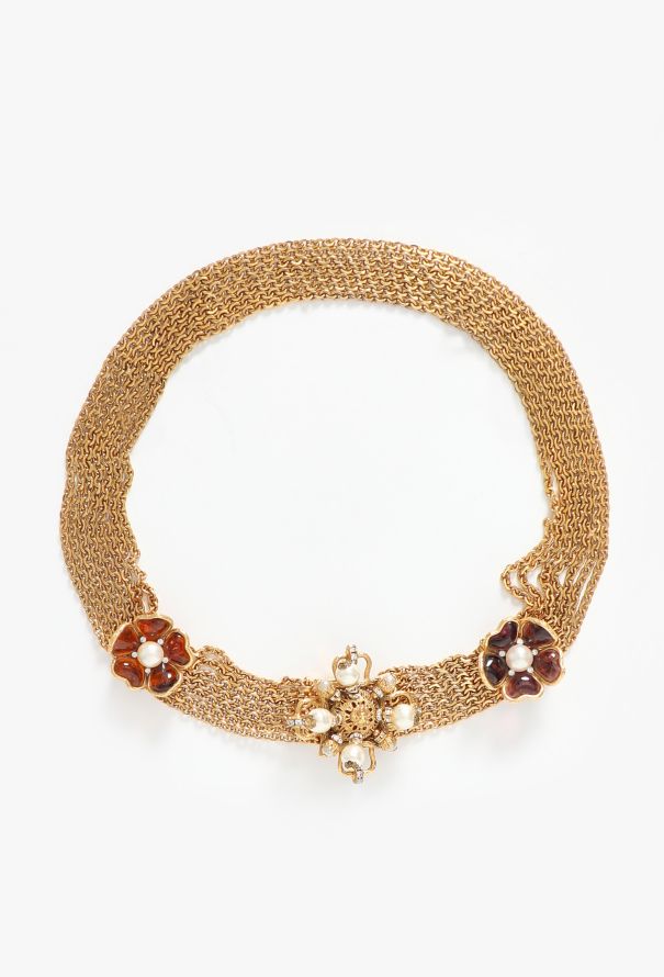 Chanel COLLECTOR S/S 1996 Gripoix Camélia Chainlink Belt - 3