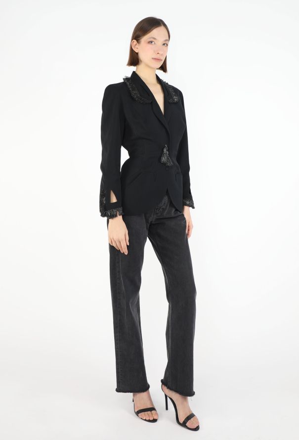 Thierry Mugler Collector 1995 Raffia Sculpted Blazer - 3