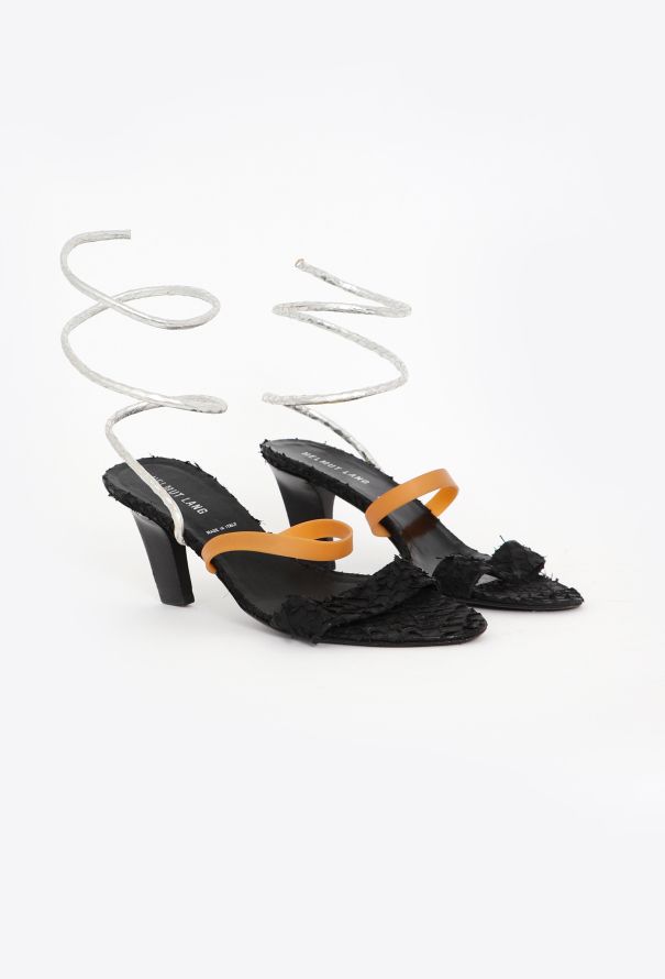Helmut Lang S/S 2002 Metallic Wrap Sandals - 3