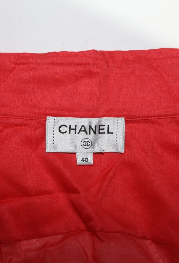 Chanel Coral Cotton Voile Blouse - 6