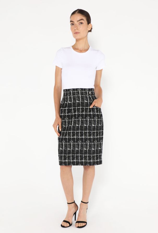 Chanel 2014 Tweed Checkered Skirt - 1