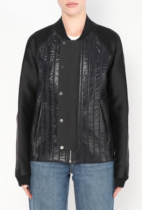 Balenciaga Patent Ribbed Bomber Jacket - 1